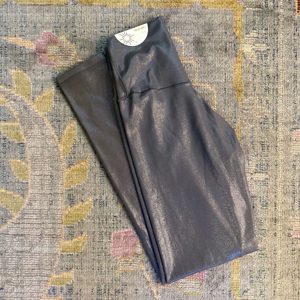 Aerie Real Me Shimmering Gray Hi-Rise 7/8 Leggings nwt